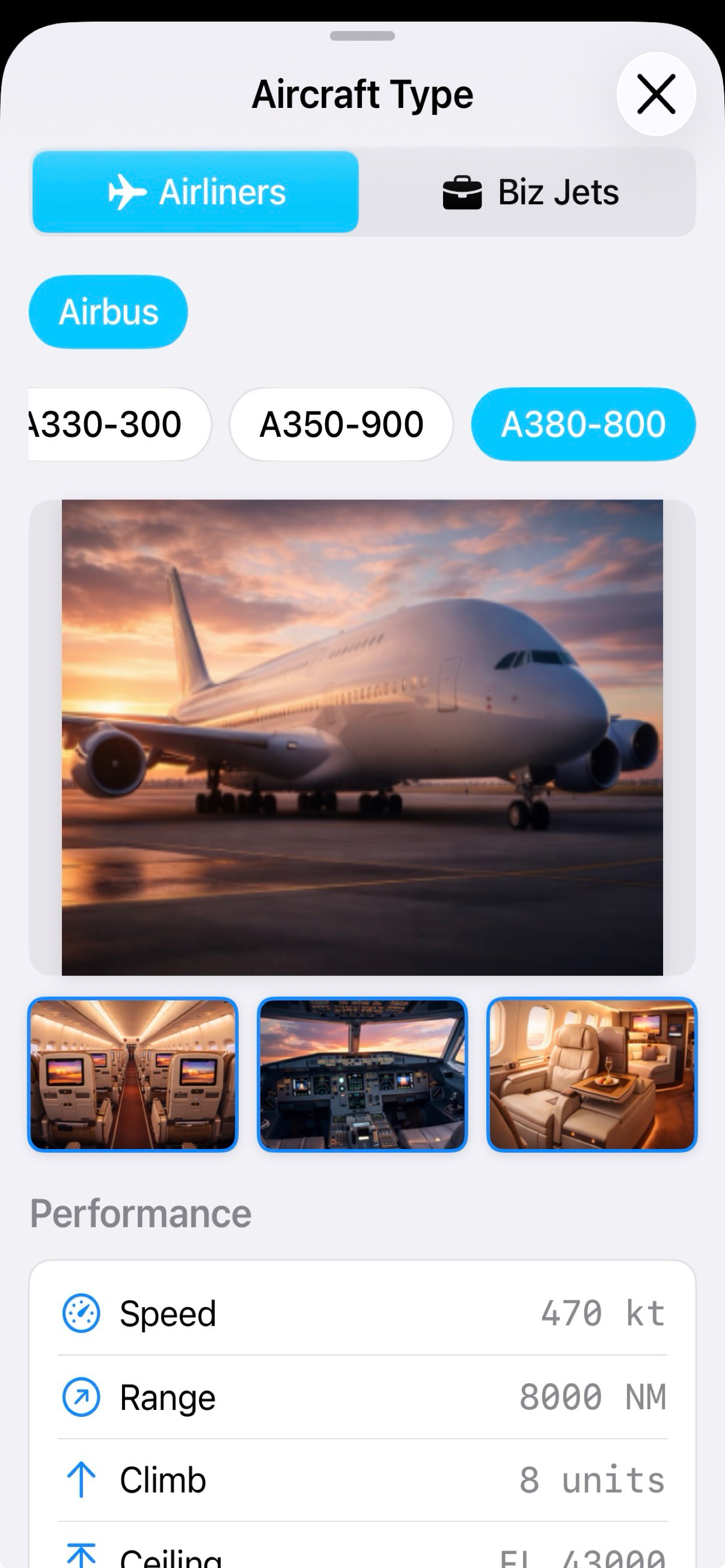 Détails de l'avion dans Off 2 sur iPhone