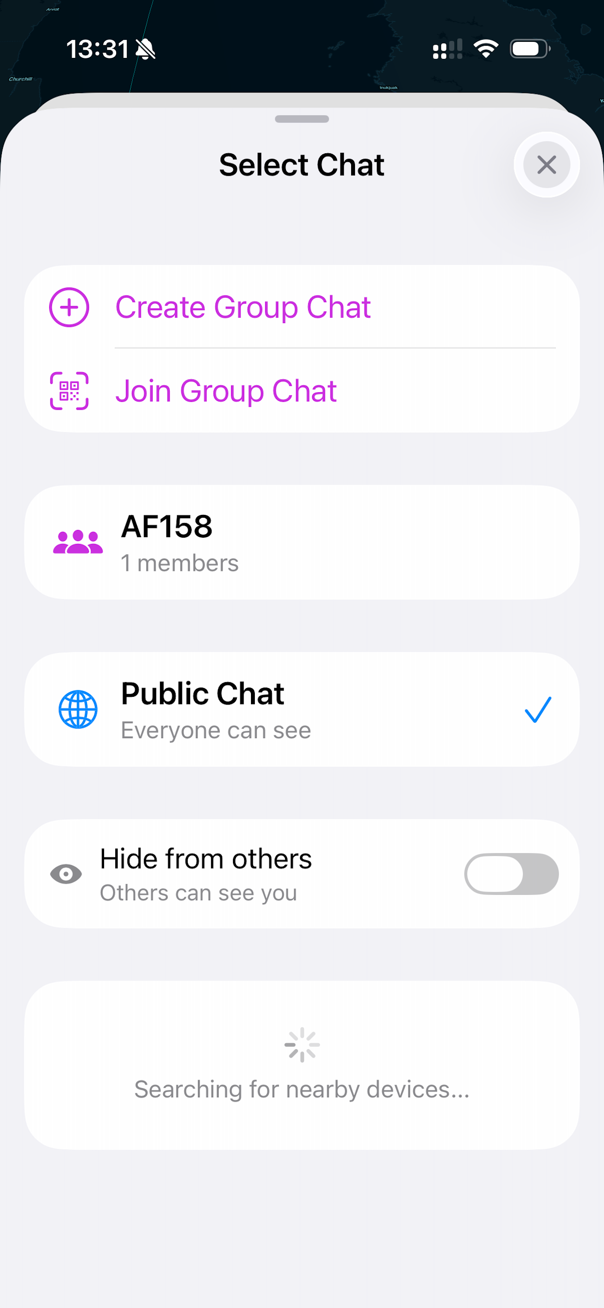 Off 2 peer-to-peer chat and nearby passengers