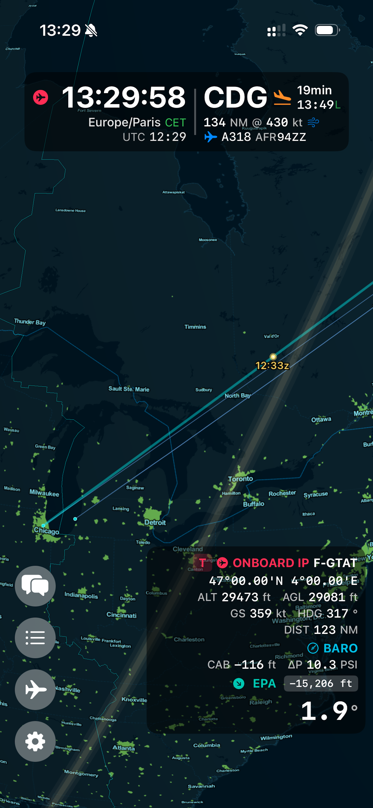 Off 2 flight tracking with aircraft WiFi data